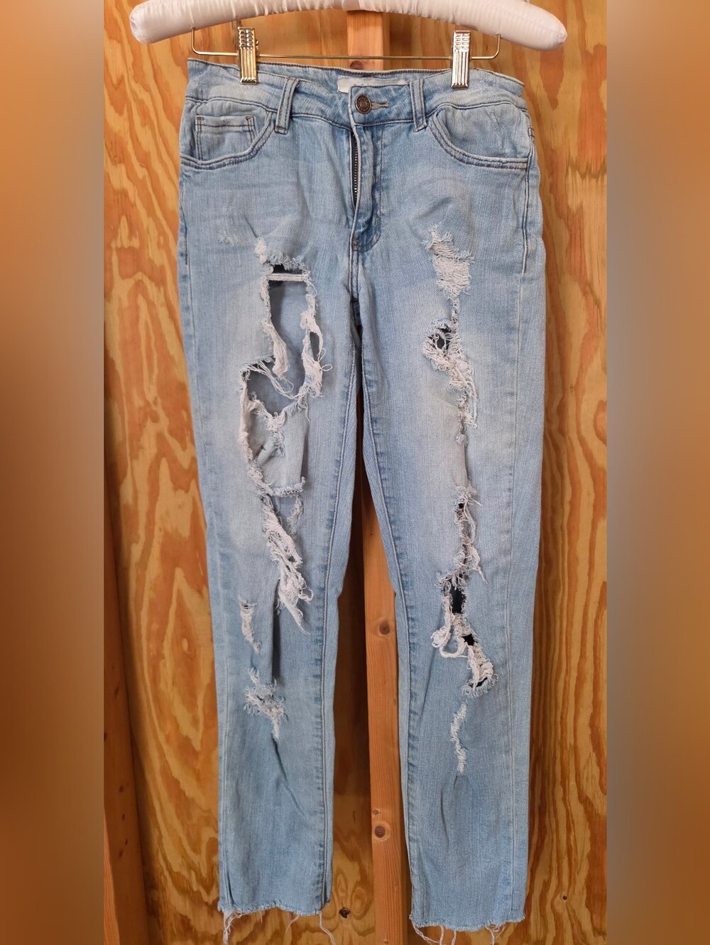 Nature Denim Acid Wash Heavily Distressed High Rise Jeans Size Medium / 27